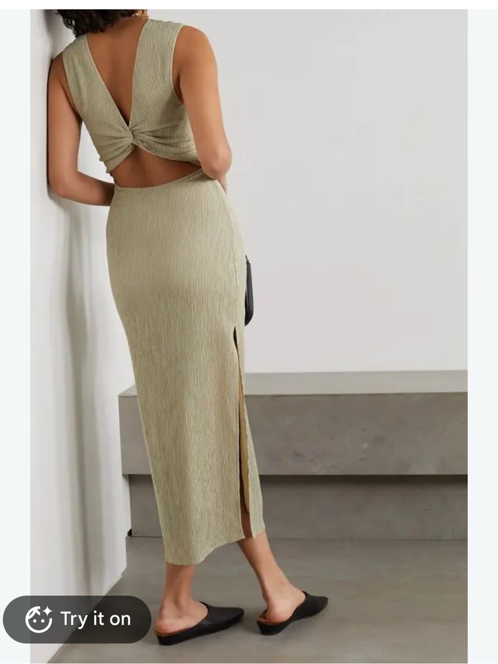 Reformation Twist-Back Midi Dress in Sage